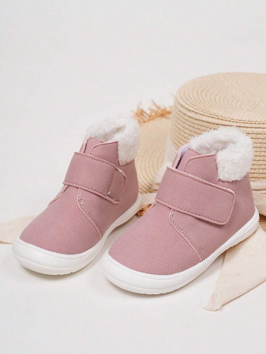 可爱时尚的女童保暖内衬粉色婴儿靴 - 粉色 - 查看 1