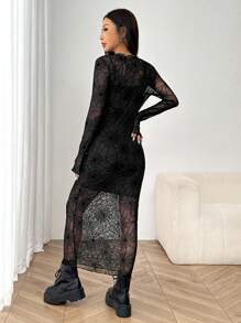 SHEIN EZwear SHEIN EZwear Halloween Spider Web Print Bodycon Dress
