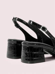 CUCCOO DOLLMOD 女士时尚黑色石纹后绑带经典平底鞋休闲通勤、约会、聚会、购物、学校秋季新年假期 - 黑色 - 查看 9