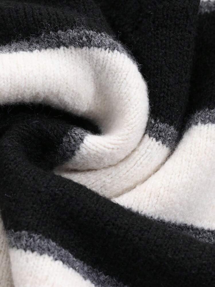 Women's Autumn New Casual Vintage Striped V-Neck Loose Knitted Sweater