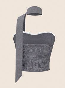 Glamine Solid Button Front Vest Blazer & Skirt Suit Set For Summer Business Women Clothes Sexy Office Siren Women Two Pieces Sets Old Money Style Teacher Outfits Fall Women Clothes Women's Blouse, Neckline And Bodice Lace Sheath - Dark Grey - View 5