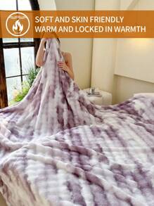 1pc Purple Tie-Dye Bubble Pattern Cozy Blanket - Purple - View 3