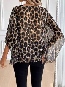 EMERY ROSE Women's Summer Leopard Print Batwing Loose Casual Blouse - Multicolor - View 2
