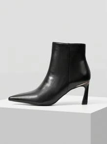 MOTF PREMIUM NEW STILETTO HEEL ANKLE BOOTS FOR WOMEN, POINTED TOE SLIM HIGH HEEL BOOTS FOR CHRISTMAS AND NEW YEAR HOLIDAY SPRING SHOES - Black - View 2