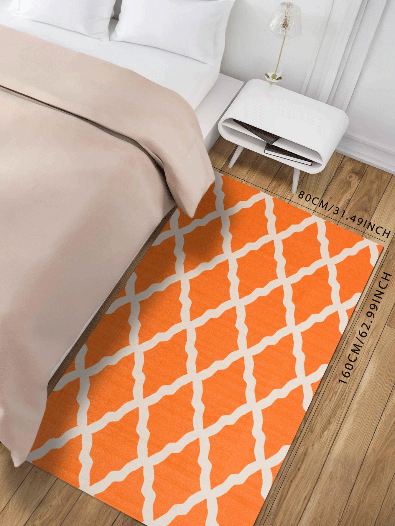 Thảm trang trí họa tiết hình học cho phòng ngủ và phòng khách - trái cam - Xem 3