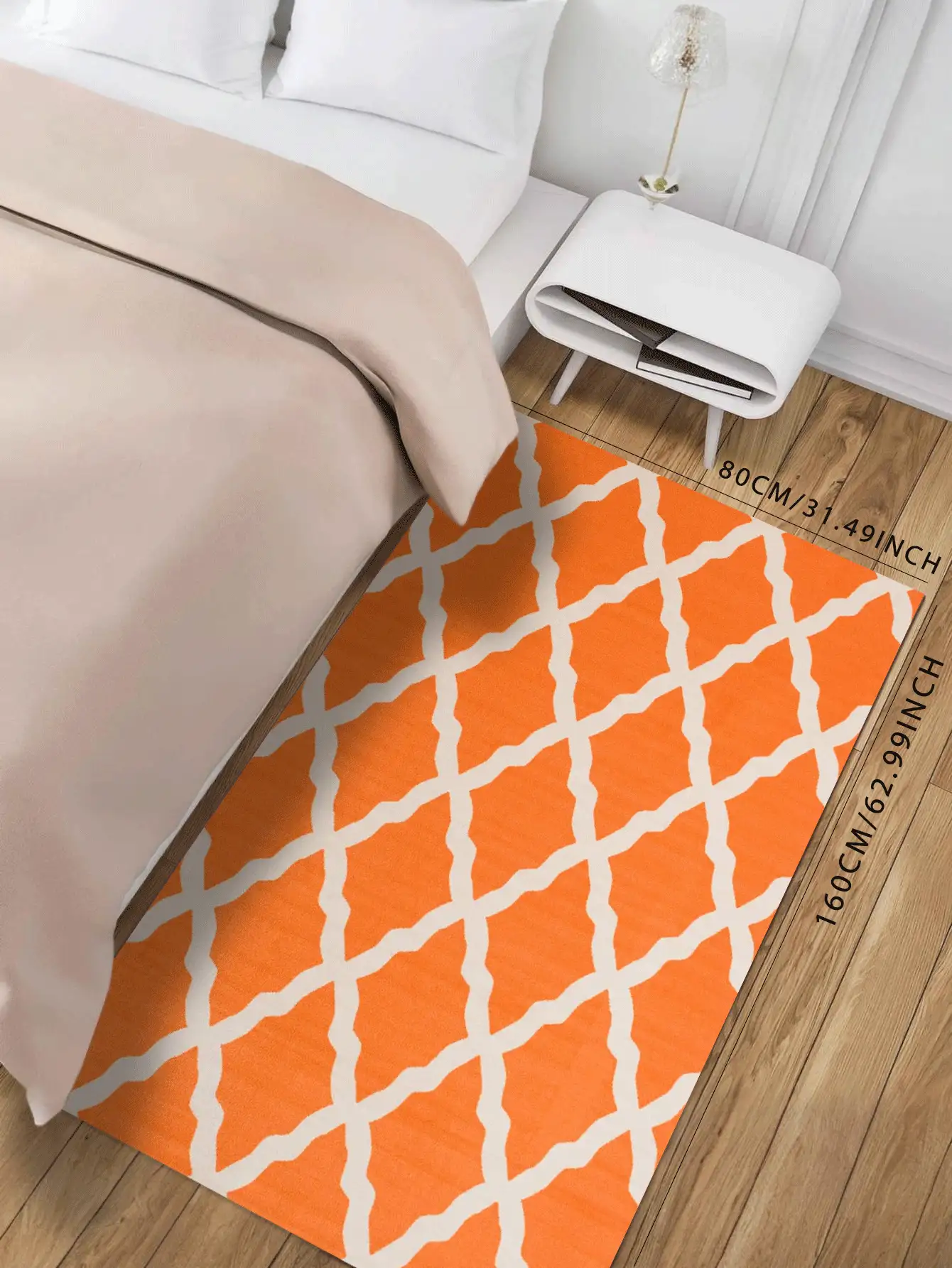 Thảm trang trí họa tiết hình học cho phòng ngủ và phòng khách - trái cam - Xem 3