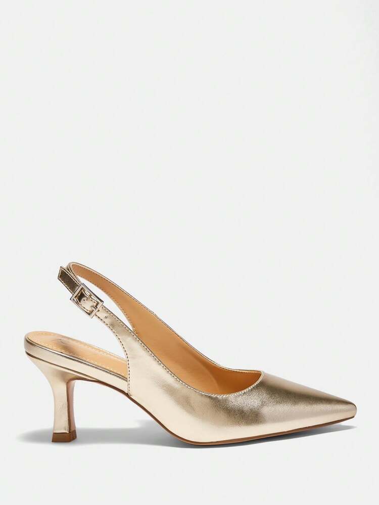 CUCCOO BIZCHIC Fashion Gold Pointed Toe High Heel Pumps, Suitable For Work, Dating, Party, Wedding, Vacation Spring Shoes Spring Break Easter For Christmas Spring Shoes