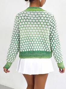 Chiquease 女士全身印花长袖短款休闲开衫（纱线颜色随机） - 彩色 - 查看 2