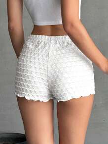 SHEIN EZwear Pantalones cortos de mujer de satén de punto burbuja