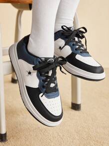 CUCCOO EASI Giày trượt ván thể thao thời trang phong cách Halloween Spider mới nhất của Color Block - Màu xanh lam - Xem 1