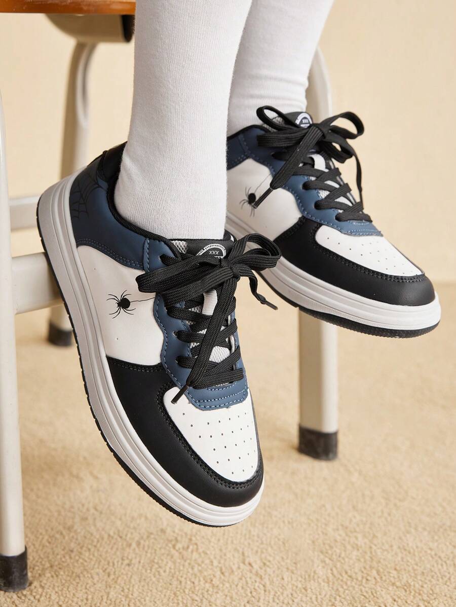 CUCCOO EASI Giày trượt ván thể thao thời trang phong cách Halloween Spider mới nhất của Color Block - Màu xanh lam - Xem 1