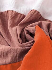 SHEIN LUNE Áo sơ mi viền bèo nhún màu sắc thường ngày cỡ lớn mùa hè - Nhiều màu - Xem 5