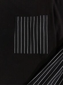 EURMUSE Men Striped Pants Striped Pocket Regular Longsleeve Homewear Set