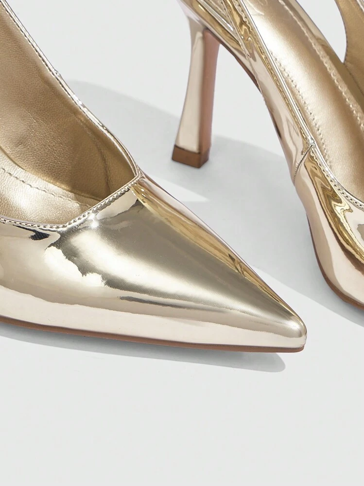 CUCCOO BIZCHIC Décolleté con punta affusolata e tallone aperto, tacco alto, scarpe casual per Capodanno, San Valentino e altre festività - Dorato - Visualizzare 6