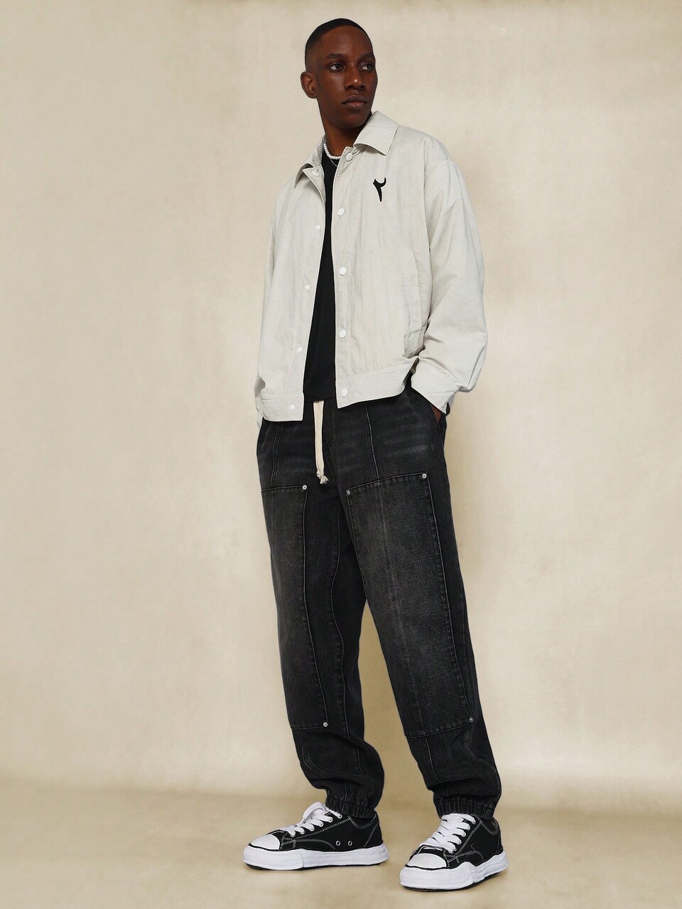 Urban Streetwear Arabic Calligraphy Classic Collar Jacket