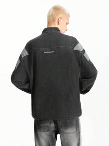 NEON BLANC Men's Streetwear Patchwork Denim Jacket