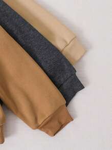 6 piezas Conjunto informal de sudadera y pantalón de chándal suelto con estampado de letra de unicolor para niña joven