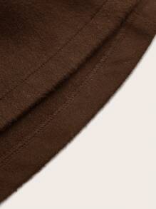 SHEIN Clasi Plus Size Casual Stand Collar Double-Breasted Woolen Coat For Autumn & Winter - Coffee Brown - View 4