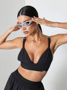 SUMWON WOMEN Music Festival Nylon Bra Top - Black - View 1