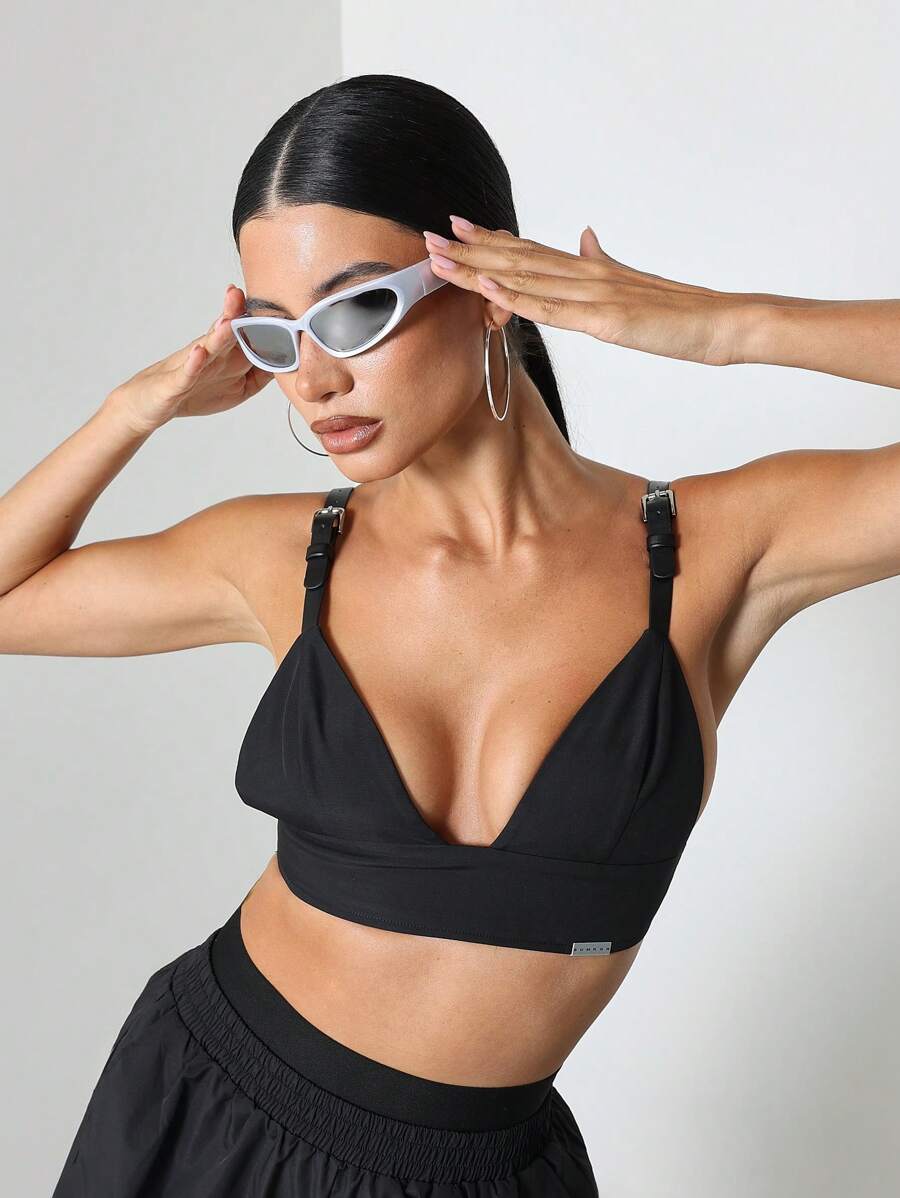 SUMWON WOMEN Music Festival Nylon Bra Top - Black - View 1