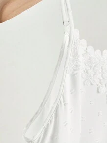 SHEIN LUNE 女士夏季撞色蕾丝吊带背心 - 白色 - 查看 3