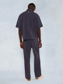 SUMWON Textured Regular Fit Shirt And Straight Fit Pant 2 Piece Set