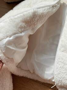 Comfortcana 女式 Sherpa Plus 羊毛厚立领短款羽绒夹克 冬季