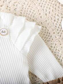 SHEIN Baby Girls' Elegant Fashion Outfits, Spring & Autumn - Apricot - View 5