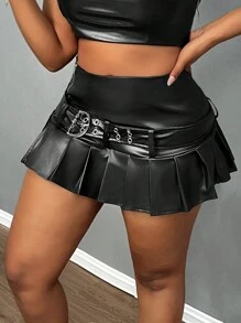 Slaydiva 大码/西装女士百褶迷你裙，节日、新年、情人节时尚 - 黑色 - 查看 5