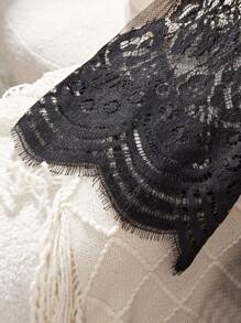 SilkySpell Conjunto De Vestido De Tirantes Y Bata Con Perspectiva De Malla Y Encaje Sexy Para Mujer - Negro - Ver 8