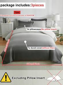 Bộ chăn ga gối 3 món Ombre Grey Gradient, Bộ chăn ga gối polyester tối giản và hiện đại cho mọi mùa - Nhiều màu - Xem 4