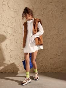 VARSIVA 连帽无袖背心口袋女士户外背心夹克 - 棕色 - 查看 6