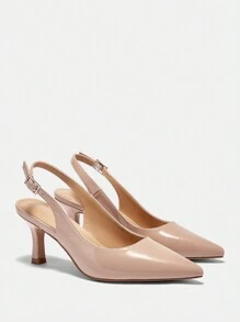 CUCCOO BIZCHIC Glossy Patent Leather Pointed Toe Slingback High Heel Pumps, Apricot, Commute/Party/Occasions Spring Shoes Spring Break Easter For Christmas - Apricot - View 7