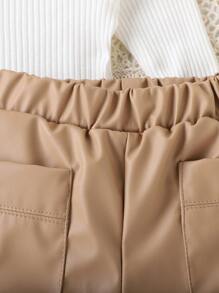 SHEIN Baby Girls' Elegant Fashion Outfits, Spring & Autumn - Apricot - View 7