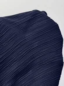 SHEIN LUNE Long Textured Fabric Casual Office Shirt Fall Cloth For Women - Navy Blue - View 4