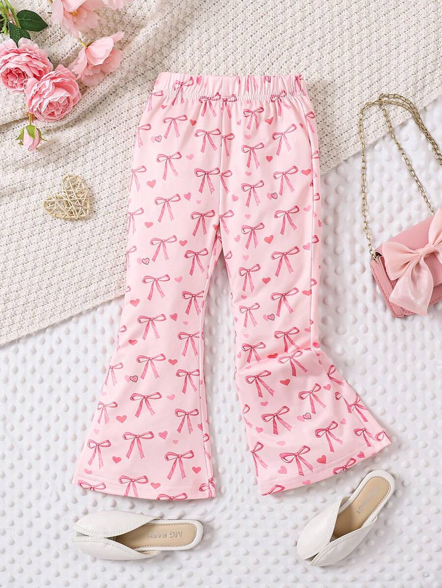 SHEIN Young Girl Butterfly Print Flared Casual Pants