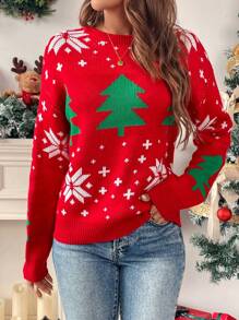 Chiquease Round Neck All-Over Print Casual Long Sleeve Sweater - Multicolor - View 5