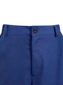 SHEIN Bộ 2 quần áo vest và quần dài thường ngày sang trọng cho bé trai tuổi teen, tiệc cưới, trở lại trường, thích hợp cho sinh nhật, đám cưới, tốt nghiệp, giáng sinh, halloween - Màu xanh lam - Xem 6