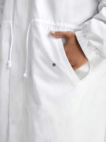 Manfinity VCAY 1pc Men's Stand Collar Long Woven Jacket, Suitable For Autumn & Winter - White - View 6