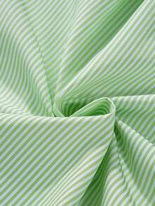 ASVIVID 1pc Women's Casual Loose Striped Adjustable Cuff Shirt, Spring And Autumn - Mint Green - View 9