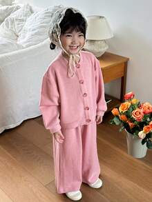 DAZY 2 件套年轻女孩秋季纯色服装 - 粉色 - 查看 4