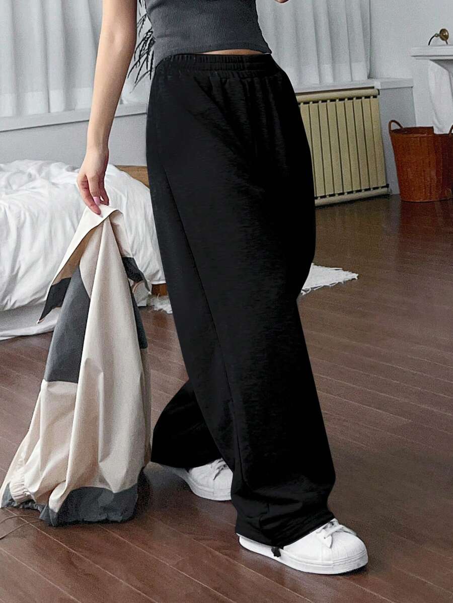 DAZY 纯色松紧腰阔腿裤，宽松裤