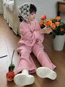 DAZY 2 件套年轻女孩秋季纯色服装 - 粉色 - 查看 5