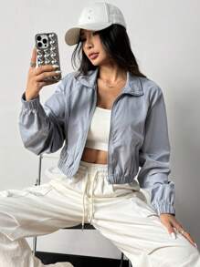 Muchica 1 chiếc áo len cardigan chống nắng màu xám cho nữ - Màu Xám nhạt - Xem 3