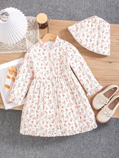 SHEIN Girls Sweet And Cute  Gradient Rose Pink Butterfly Puff Sleeve Splicing Mesh Dress