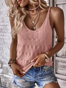 EMERY ROSE Women's Casual Sleeveless Loose Knit Tank Top, Summer - Dusty Pink - View 3