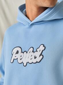 Manfinity RebelGame Men's Fashionable Casual Loose Fit Patched Long Sleeve Hoodie