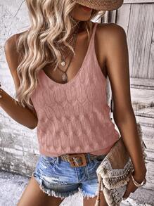 EMERY ROSE Women's Casual Sleeveless Loose Knit Tank Top, Summer - Dusty Pink - View 4