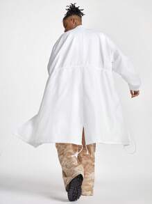 Manfinity VCAY 1pc Men's Stand Collar Long Woven Jacket, Suitable For Autumn & Winter - White - View 2