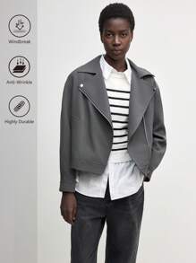 BizChic 女士休闲灰领飞行夹克秋季服装秋季女装 - 灰色 - 查看 1